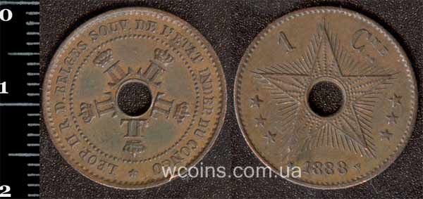 Монета Конго 1 сантим 1888