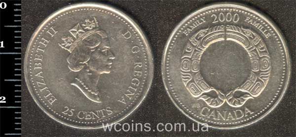 Монета Канада 25 центів 2000