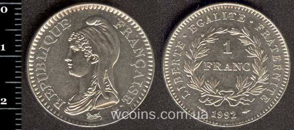 Монета Франція 1 франк 1992