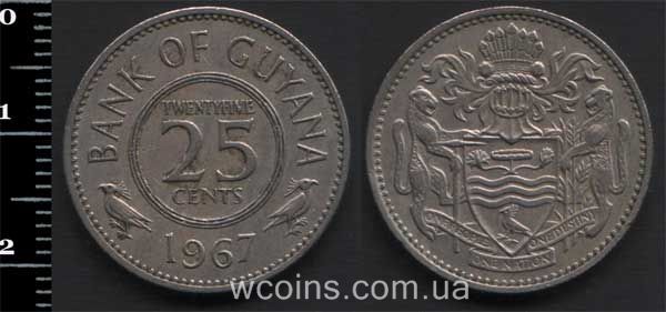 Монета Гаяна 25 центів 1967