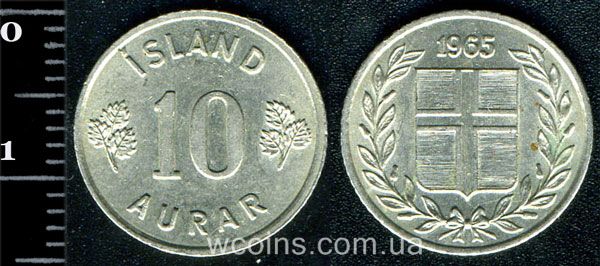 Монета Ісландія 10 ейре 1965