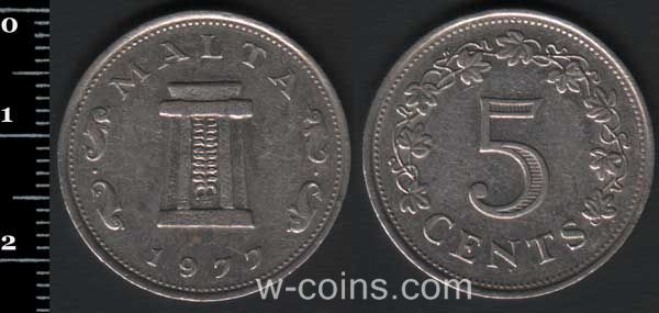 Монета Мальта 5 центів 1977