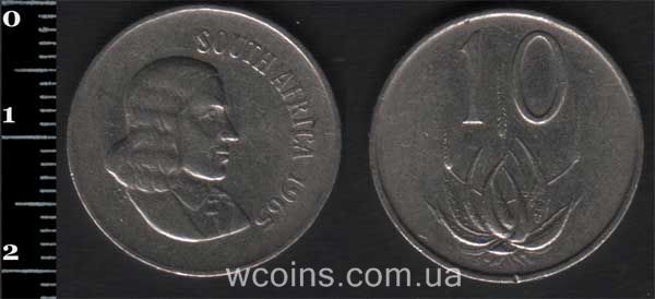 Монета Південна Африка 10 центів 1965