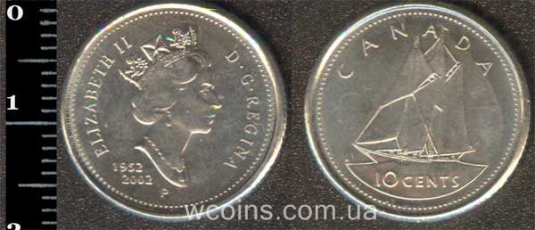 Монета Канада 10 центів 2002