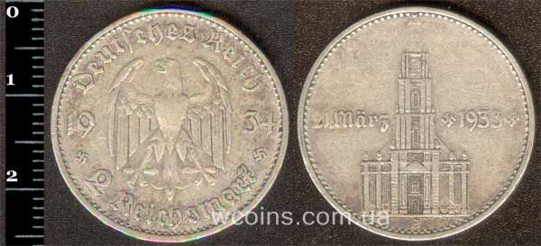 Монета Німеччина 2 рейхсмарки 1934