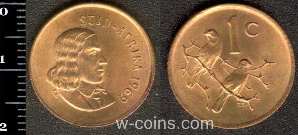 Монета Південна Африка 1 цент 1969