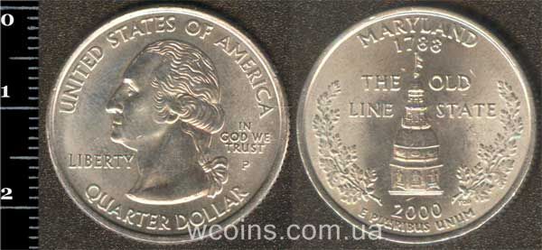 Монета США 25 центів 2000 Меріленд
