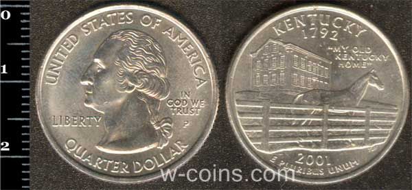 Монета США 25 центів 2001 Кентуккі