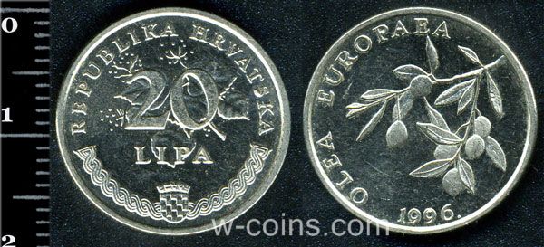 Coin Croatia 20 lipa 1996