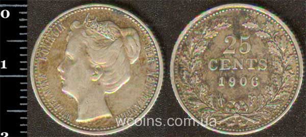 Монета Нідерланди 25 центів 1906