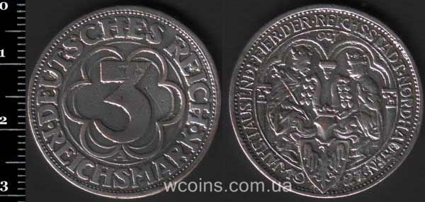 Монета Німеччина 3 рейхсмарки 1927