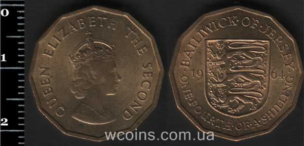 Монета Джерсі 1/4 шилінга 1964