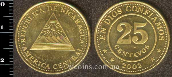 Монета Нікарагуа 25 центів 2000