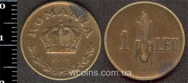 Монета Румунія 1 лей 1939