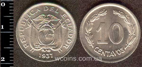 Монета Еквадор 10 сентаво 1937