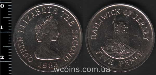 Монета Джерсі 5 пенсів 1983