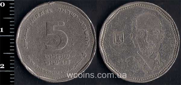 Монета Ізраїль 5 нових шекелів 1993