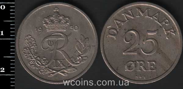 Монета Данія 25 ере 1950