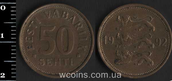 Монета Естонія 50 сенті 1992