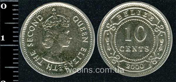 Монета Беліз 10 центів 2000