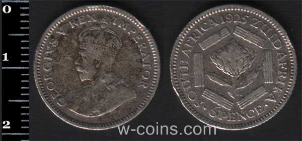 Монета Південна Африка 6 пенсів 1925