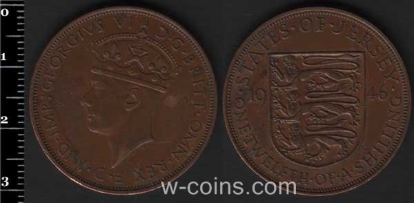 Монета Джерсі 1/12 шилінга 1946