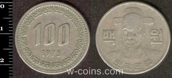 Монета Південна Корея 100 вон 1973