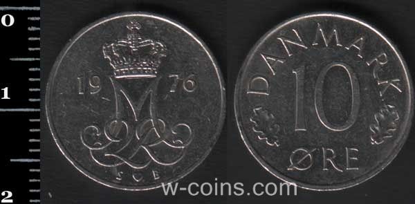 Монета Данія 10 ере 1976