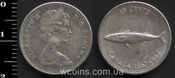 Монета Канада 10 центів 1967