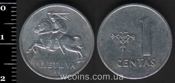 Монета Литва 1 цент 1991
