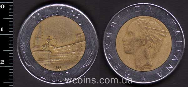 Монета Італія 500 лір 1983