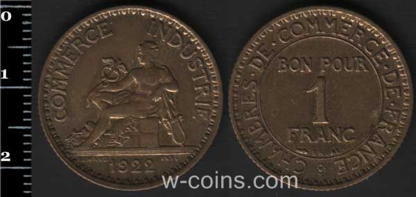 Монета Франція 1 франк 1922