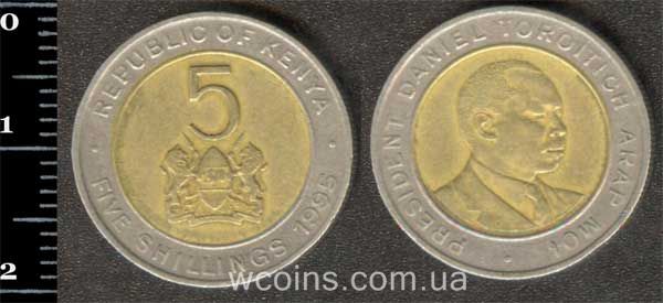 Монета Кенія 5 шилінгів 1995