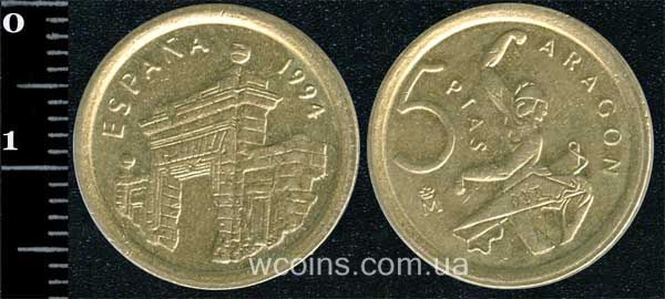 Монета Іспанія 5 песет 1994