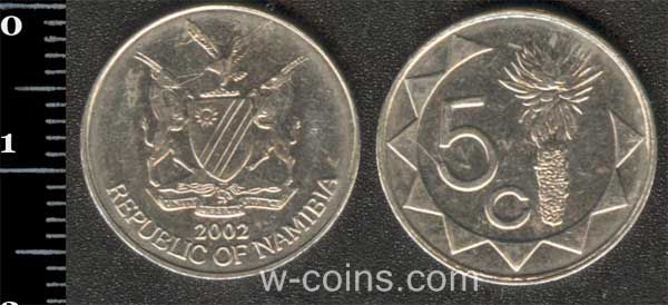 Монета Намібія 5 центів 2002