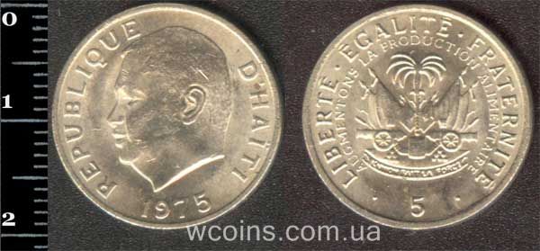 Монета Гаїті 5 сантимів 1975