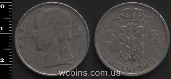 Монета Бельґія 5 франків 1949