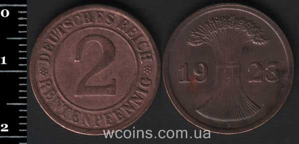 Монета Німеччина 2 рентпфеніга 1923