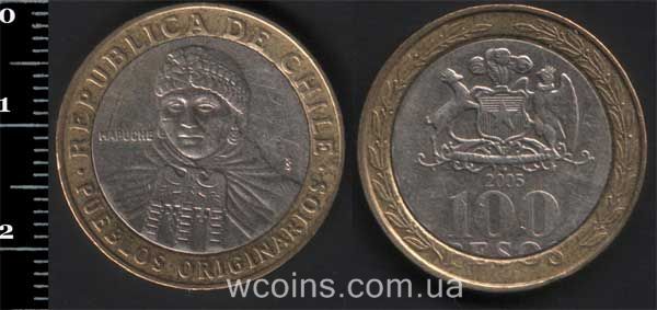 Монета Чілі 100 песо 2005