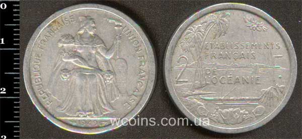 Монета Французька Полінезія 2 франка 1949