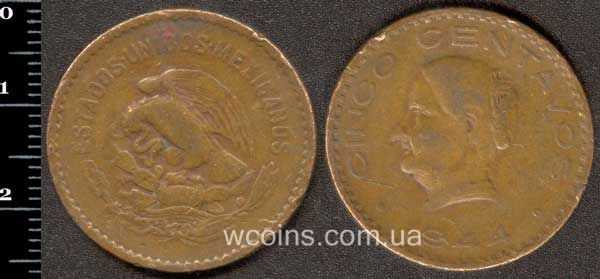 Монета Мексика 5 сентаво 1944