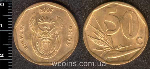 Монета Південна Африка 50 центів 2007