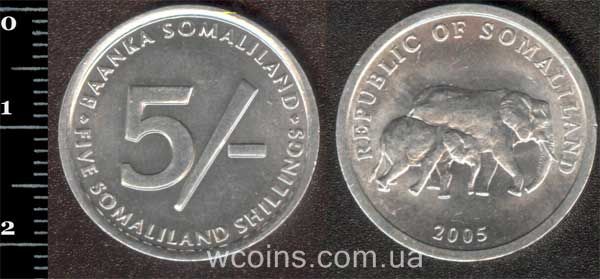 Монета Сомаліленд 5 шилінгів 2005