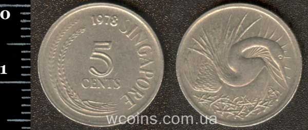 Монета Сінґапур 5 центів 1978
