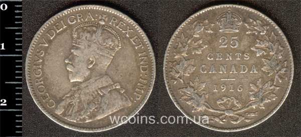 Монета Канада 25 центів 1916