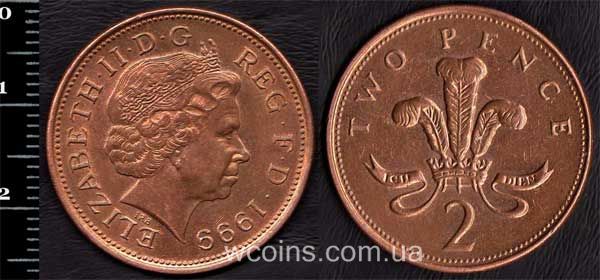 Монета Великобританія 2 пенса 1999