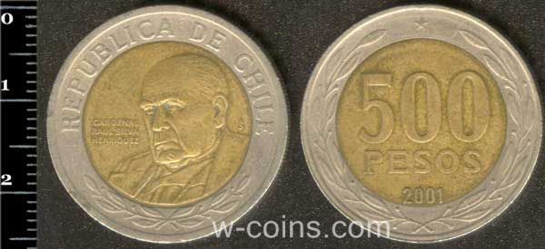 Монета Чілі 500 песо 2001
