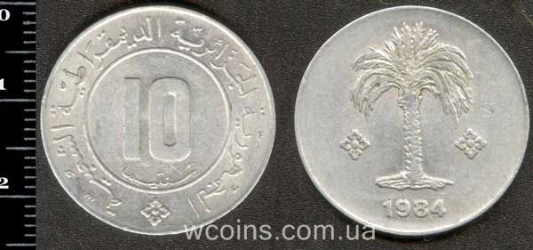 Монета Алжир 10 сантимів 1984