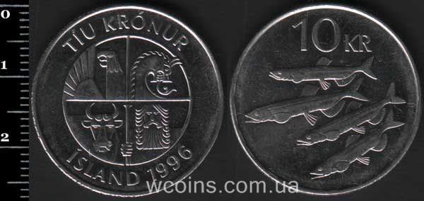 Монета Ісландія 10 крон 1996