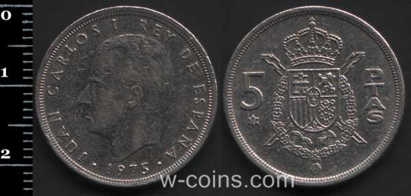 Монета Іспанія 5 песет 1975